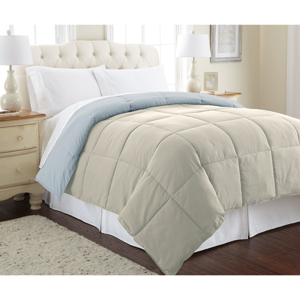 Modern Threads Down alternative reversible comforter oatmeal/dusty blue queen 2DWNCMFG-ODL-QN